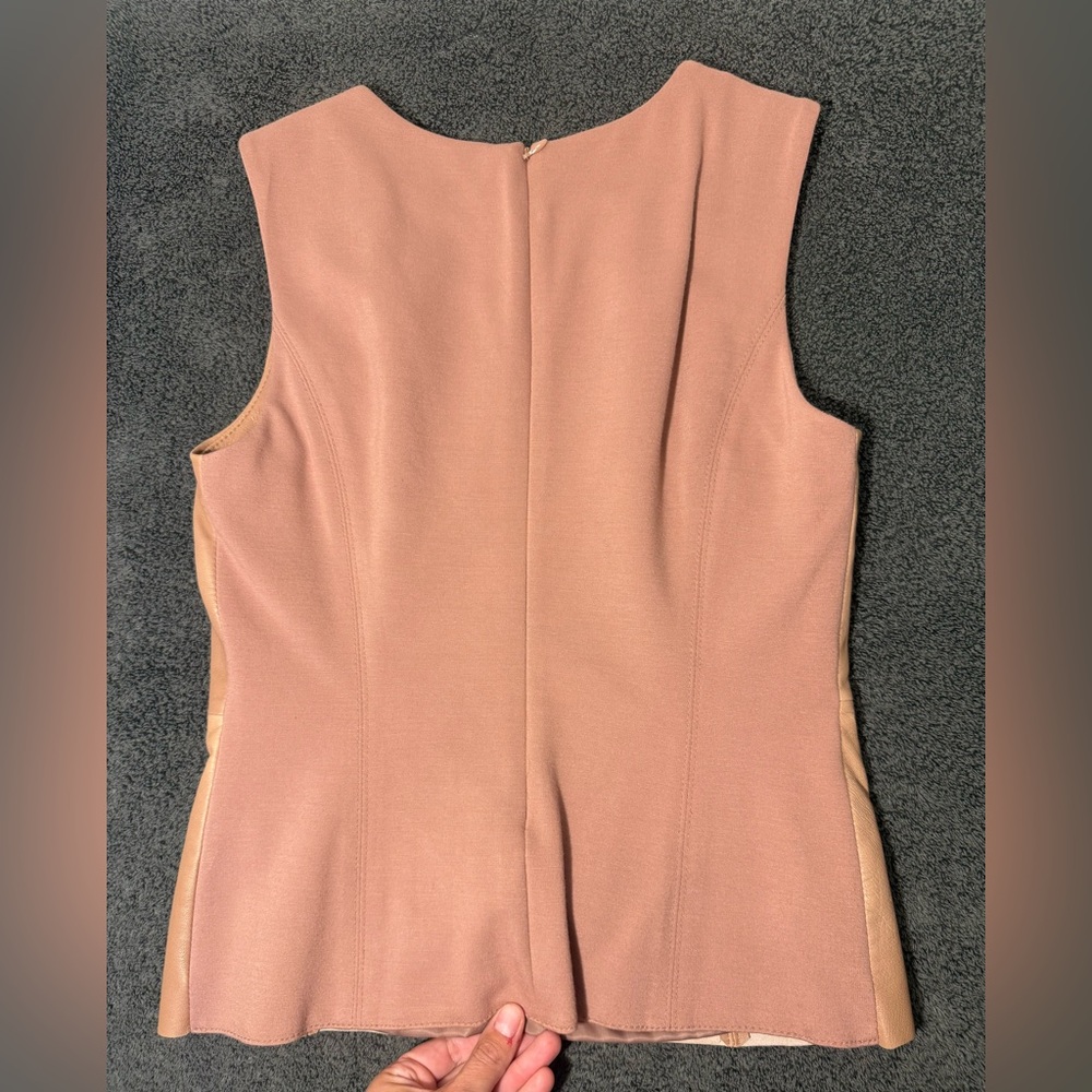Antonio Melani Tan Leather Sleeveless Top - Picture 2 of 4